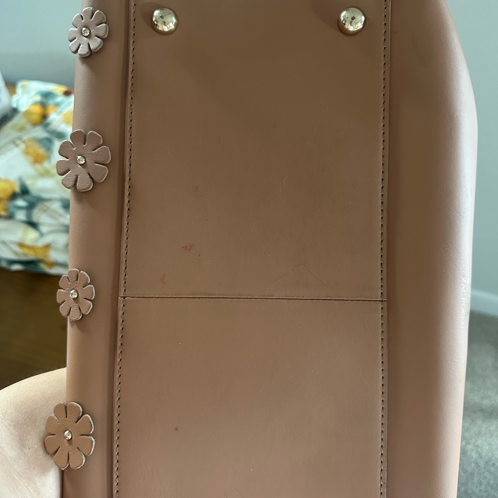 Floral Embellished Tan Handbag - Picture 6 of 7